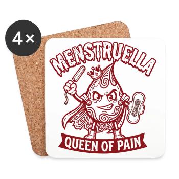 Menstruella Queen of Pain – Lustiges Perioden Desi - Untersetzer (4er-Set) - Weiß - Vorne