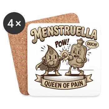 Menstruella Boxkampf – Wärmflasche Retro Design - Untersetzer (4er-Set) - Weiß - Vorne