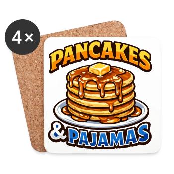 Les pancakes et pyjamas adorent les pancakes du petit-déjeuner - Dessous de verre (lot de 4) - blanc - Devant