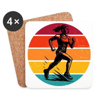 Illustration de course pour la course - Dessous de verre (lot de 4) - blanc - Devant