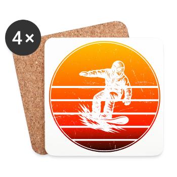 Clear snowboard motif for every day - Coasters (set of 4) - white - Front