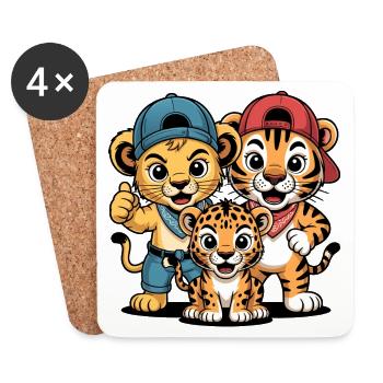Chapeaux Trio Câlins - Dessous de verre (lot de 4) - blanc - Devant