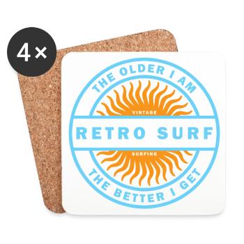 Retro Surf Sunburst Vintage Surfing Logo - Coasters (set of 4) - white - Front