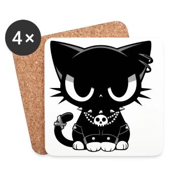 Goth Punk Cat - Dessous de verre (lot de 4) - blanc - Devant