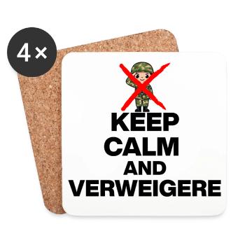 KEEP CALM AND VERWEIGERN! MUSTERUNG WEHRPFLICHT s - Untersetzer (4er-Set) - Weiß - Vorne