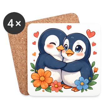 Cuddly Penguins Love Duo - Coasters (set of 4) - white - Front