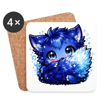 Blauer Eisfuchs Chibi-Design - Untersetzer (4er-Set) - Weiß - Vorne