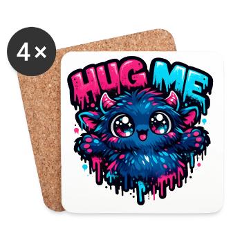 Hug Me Neon Monster Cuddly Friend - Coasters (set of 4) - white - Front