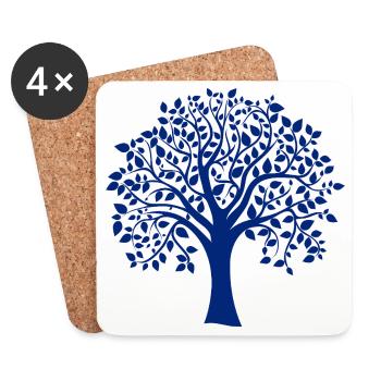 Base Blue Jumbo Tree Print Silhouette - Coasters (set of 4) - white - Front