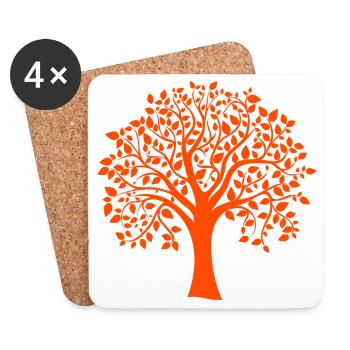 Base Orange Jumbo Tree Print Silhouette - Coasters (set of 4) - white - Front