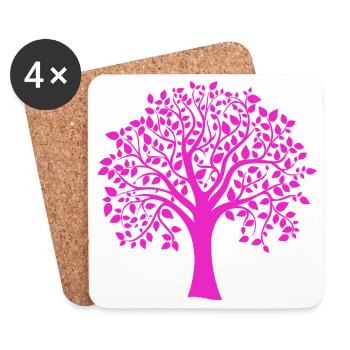 Base Pink Jumbo Tree Print Silhouette - Coasters (set of 4) - white - Front