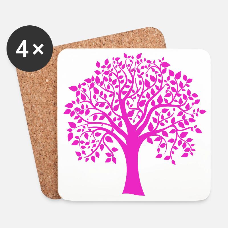 Rosa Jumbo-Baum-Muster-Silhouette - Untersetzer (4er-Set) - Weiß