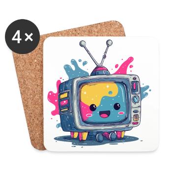Kunterbunter TV-Kumpel - Untersetzer (4er-Set) - Weiß - Vorne