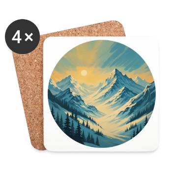 Lumière dorée du matin dans les montagnes - Dessous de verre (lot de 4) - blanc - Devant