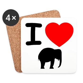 Éléphant - Dessous de verre (lot de 4) - blanc - Devant