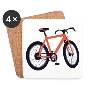 Orangenes Fahrraddesign - Untersetzer (4er-Set) - Weiß - Vorne