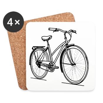 Art de silhouette de vélo - Dessous de verre (lot de 4) - blanc - Devant