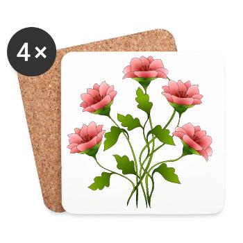 Blumen - Untersetzer (4er-Set) - Weiß - Vorne