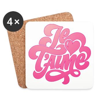 Je t'aime - Ich liebe Dich - Valentinstag - Untersetzer (4er-Set) - Weiß - Vorne