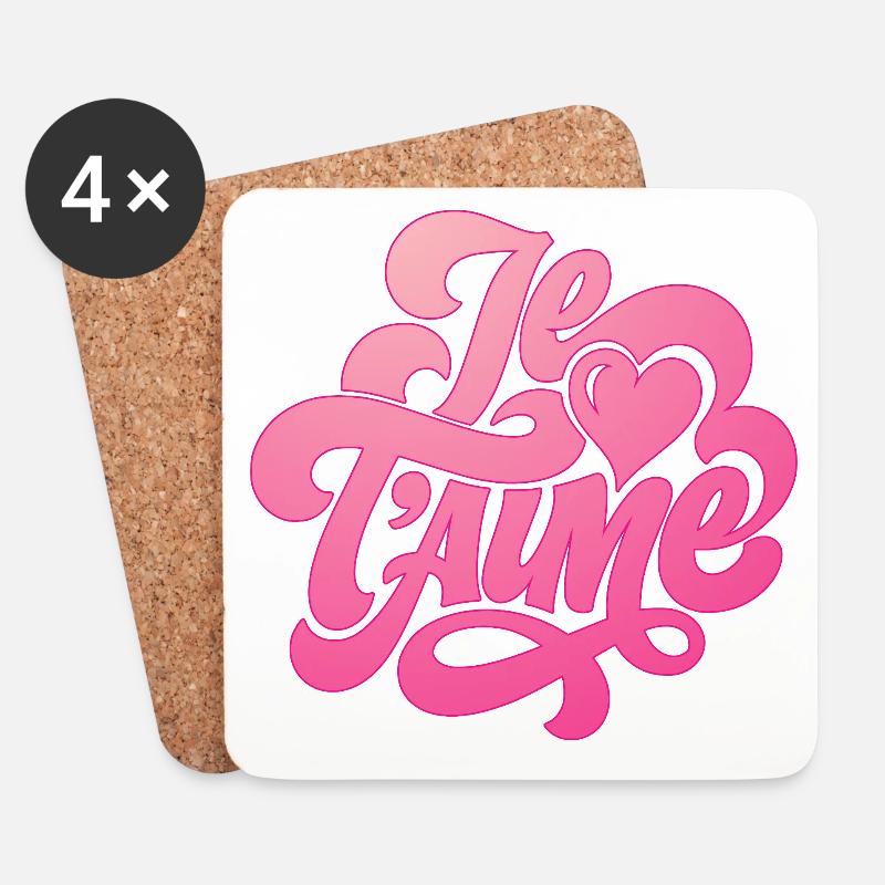 Je t'aime - Ich liebe Dich - Valentinstag - Untersetzer (4er-Set) - Weiß