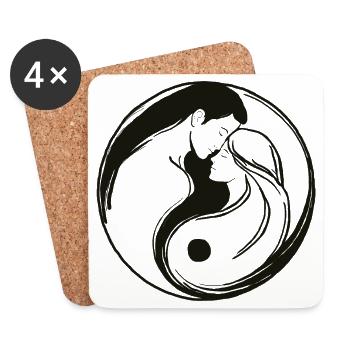 Yin Yang, Énergie masculine et féminine en équilibre - Dessous de verre (lot de 4) - blanc - Devant