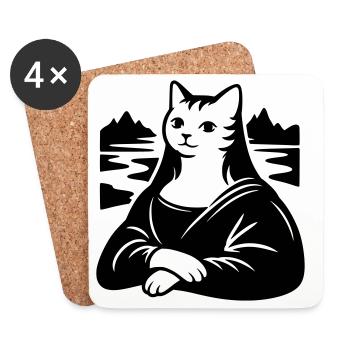 Katze Lisa Portrait - Untersetzer (4er-Set) - Weiß - Vorne