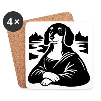 Dackel Lisa Portrait - Untersetzer (4er-Set) - Weiß - Vorne