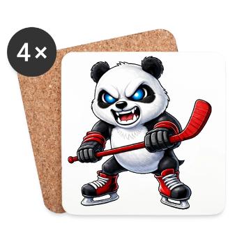 Süßer Panda Eishockeyspieler Aggressiver Hockey Ca - Untersetzer (4er-Set) - Weiß - Vorne