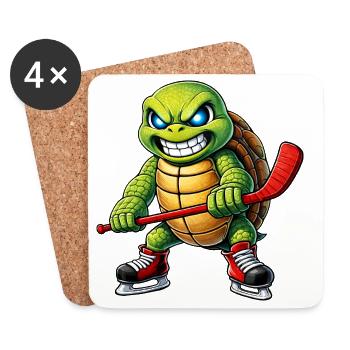 Süße Schildkröte Eishockeyspieler Cartoon Hockey - Coasters (set of 4) - white - Front