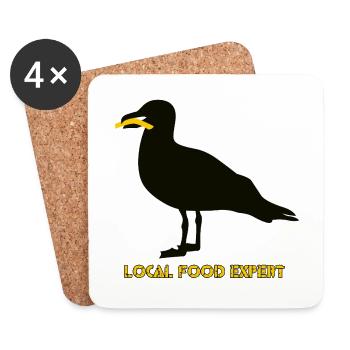 Expert alimentaire local - Noir - Dessous de verre (lot de 4) - blanc - Devant