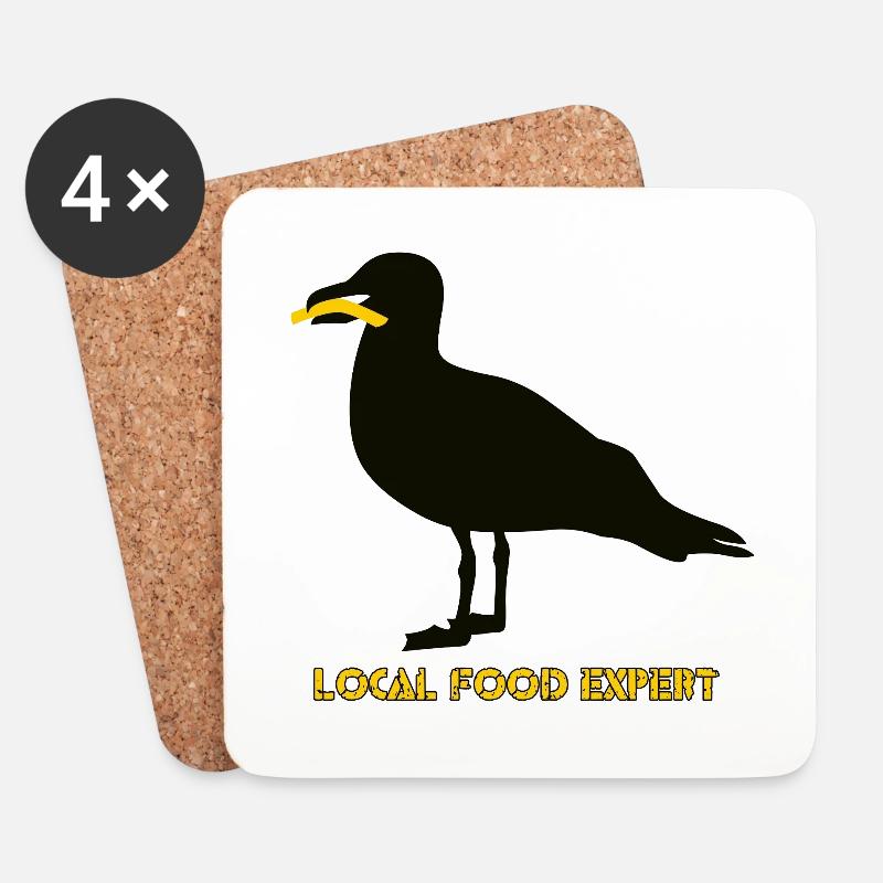 Local Food Expert - Schwarz - Untersetzer (4er-Set) - Weiß