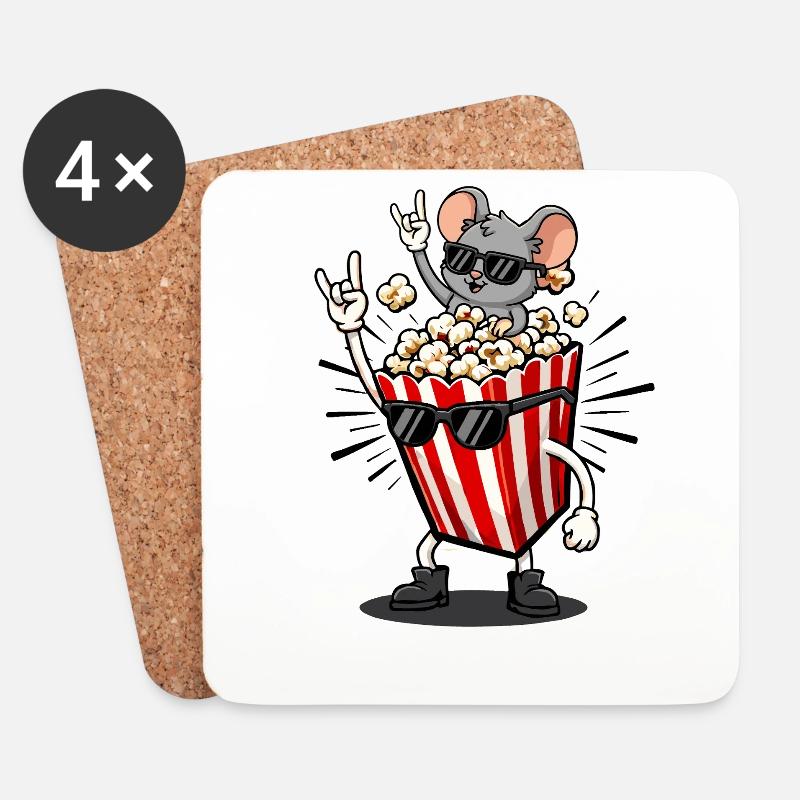 Popcorn Maus Rock Kostüm Lustig - Untersetzer (4er-Set) - Weiß
