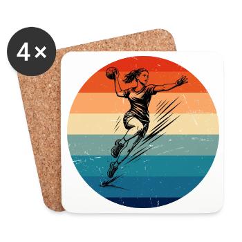 Œuvres modernes de handball pour femmes - Dessous de verre (lot de 4) - blanc - Devant