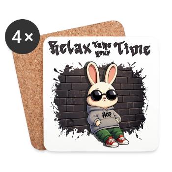 Bunny urban - Coasters (set of 4) - white - Front