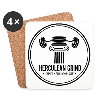 Herculean Grind – Antik Fitness & Bodybuilding  - Untersetzer (4er-Set) - Weiß - Vorne