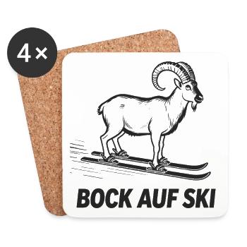 Funny ibex for skiers - Coasters (set of 4) - white - Front