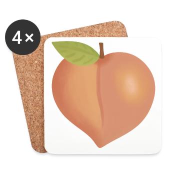 Peach with Leaf - Coasters (set of 4) - white - Front