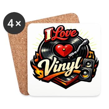 J’adore le vinyle - Dessous de verre (lot de 4) - blanc - Devant
