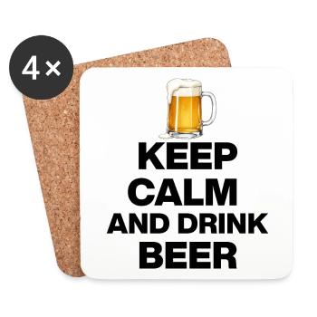 RESTE CALME ET BOIS DE LA BIÈRE ! LES AMATEURS DE BIÈRE CÉLÈBRENT - Dessous de verre (lot de 4) - blanc - Devant