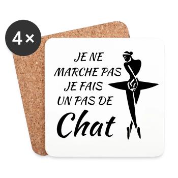 Je ne marche pas, je fais un pas de chat - Dessous de verre (lot de 4) - blanc - Devant