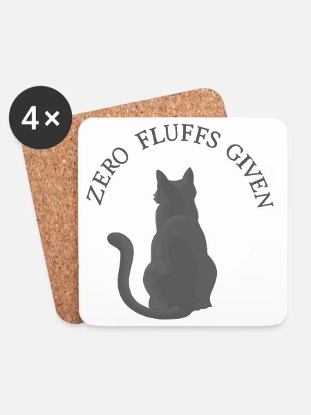 Zero Fluffs Given – Katze von hinten mit Attitüde - Untersetzer (4er-Set) - Weiß