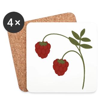Himbeeren - Untersetzer (4er-Set) - Weiß - Vorne
