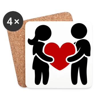 Couple In Love Heart - Coasters (set of 4) - white - Front