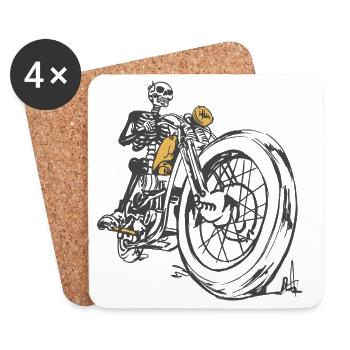 Skeleton_Moto_Spirit - Untersetzer (4er-Set) - Weiß - Vorne