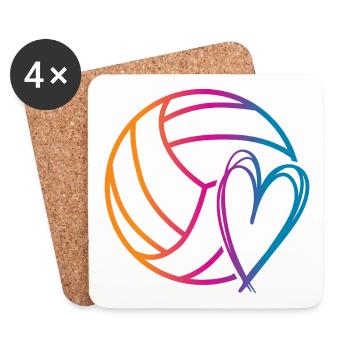 Volleyball Ball - Coasters (set of 4) - white - Front