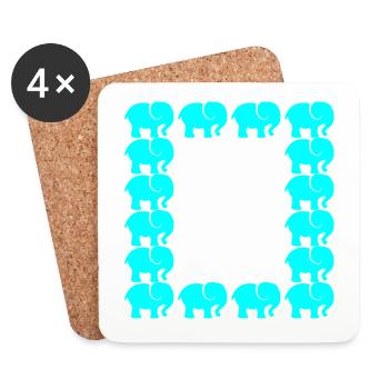 Éléphant - Dessous de verre (lot de 4) - blanc - Devant