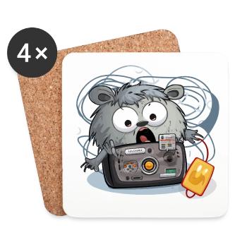 Kamera Panda Chaos - Untersetzer (4er-Set) - Weiß - Vorne