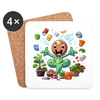 Super-héroïne plante joyeuse - Dessous de verre (lot de 4) - blanc - Devant