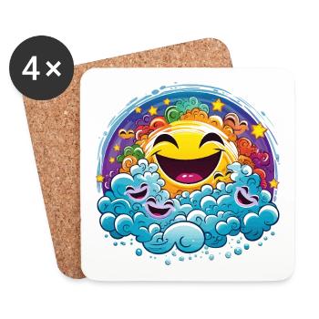 Laughing sun in colorful clouds - Coasters (set of 4) - white - Front