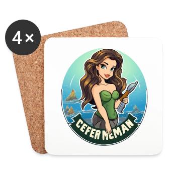 Sea Heroine Badge Motif - Coasters (set of 4) - white - Front